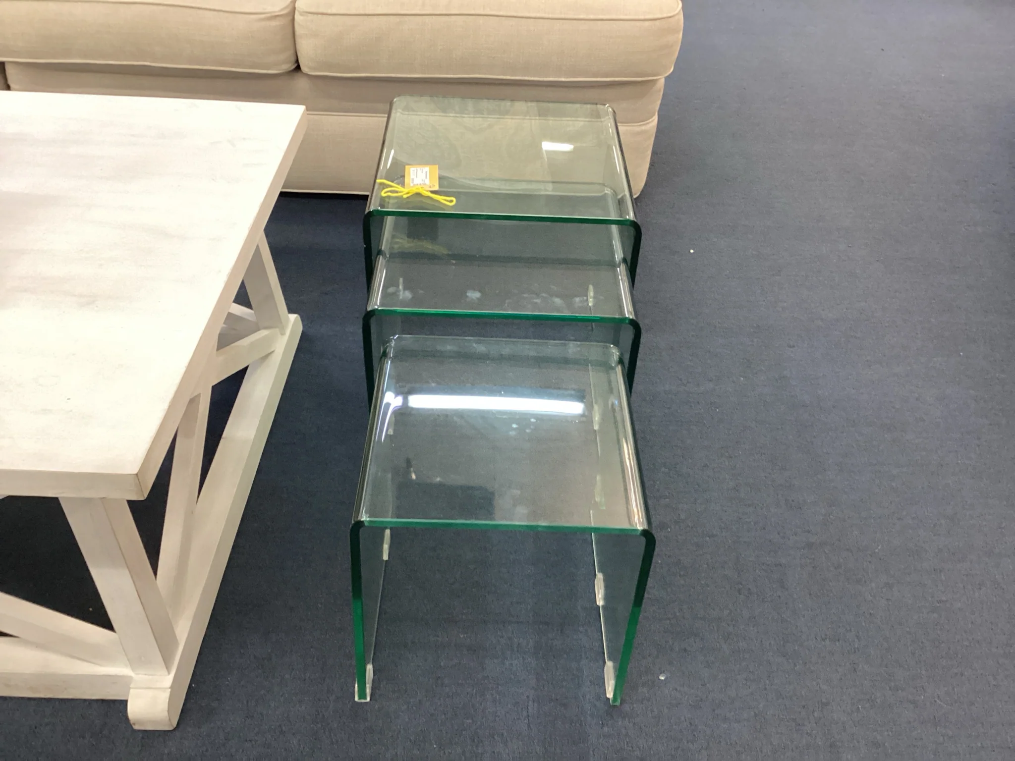 Set Of Three Glass Nesting Accent Tables - Image 2