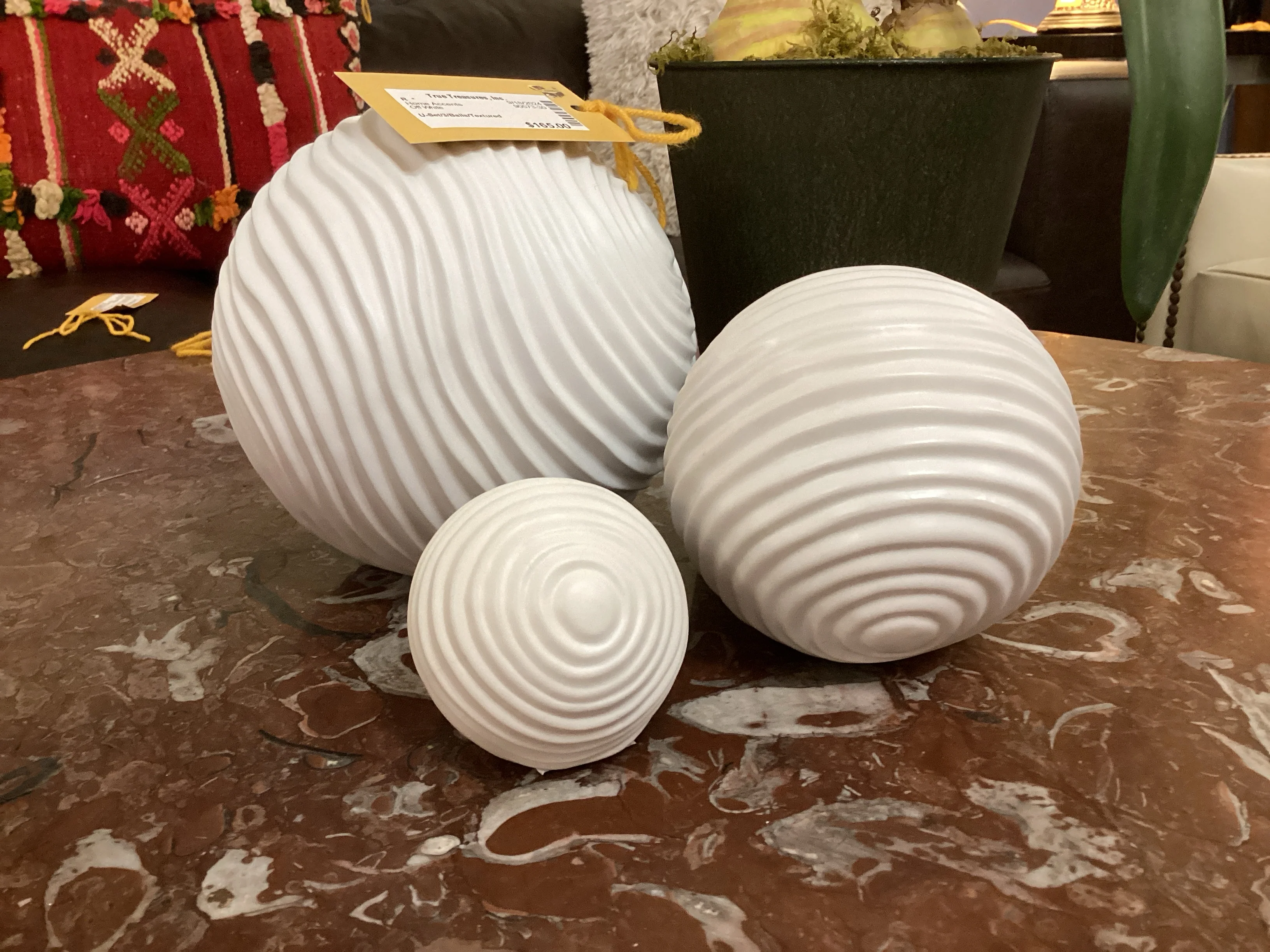 Set of Three Textured Decorative Balls - Image 2