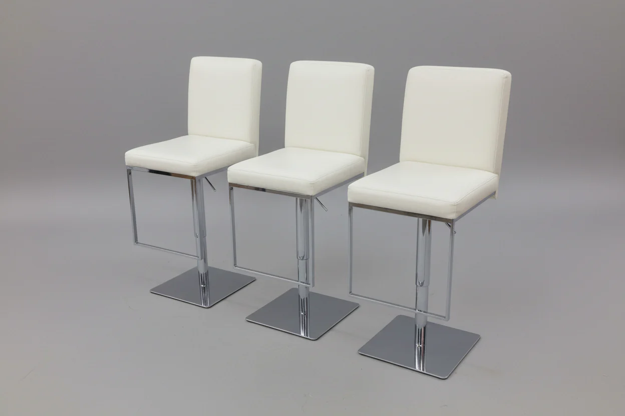 Set Of Three White Barstools