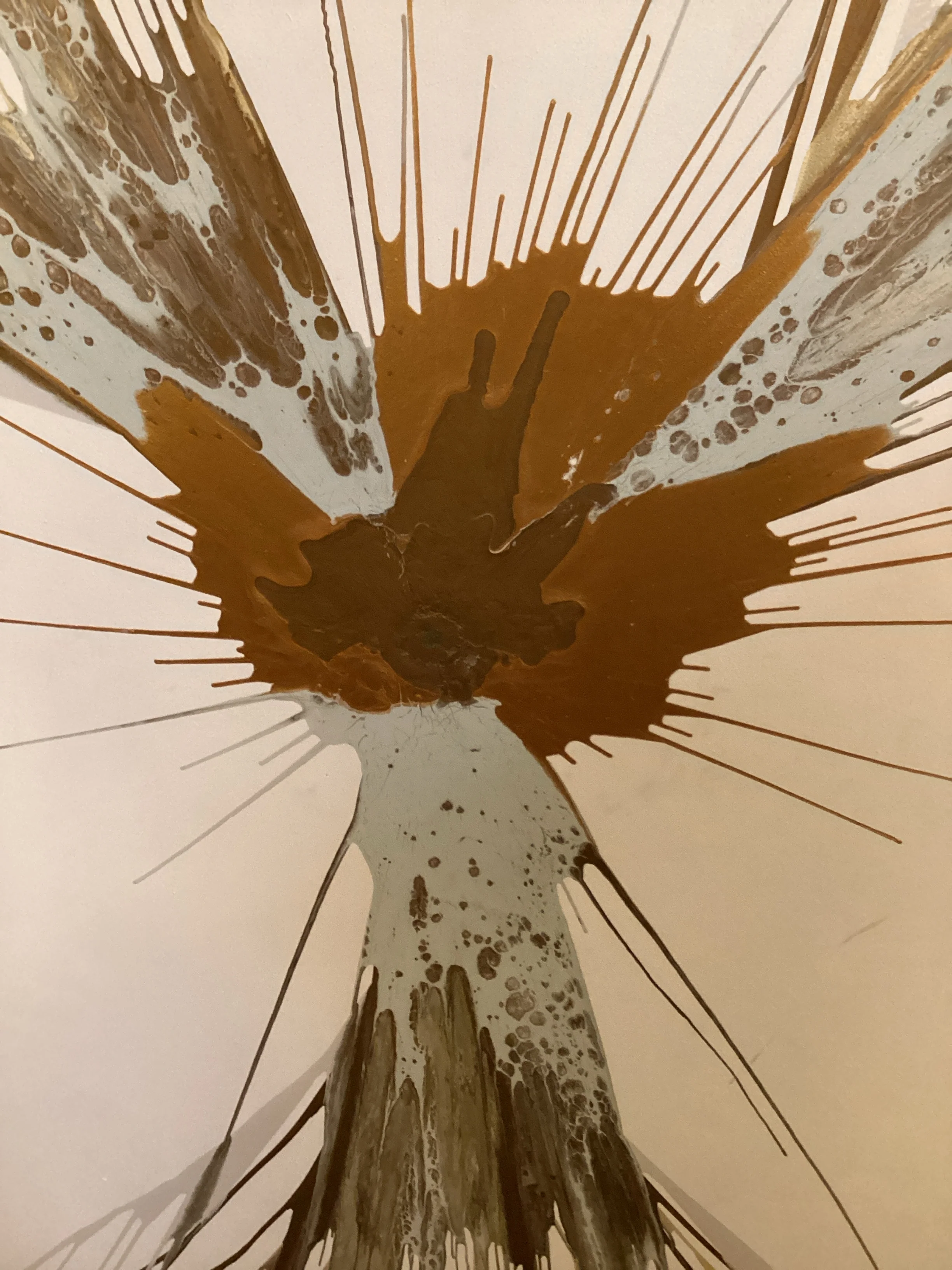 Signed Oil on Canvas Black Frame Gold and Silver Spatter - Image 2