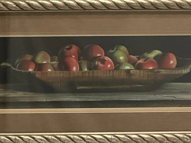 Signed Print Framed Apples In Wood Bowl - Image 2