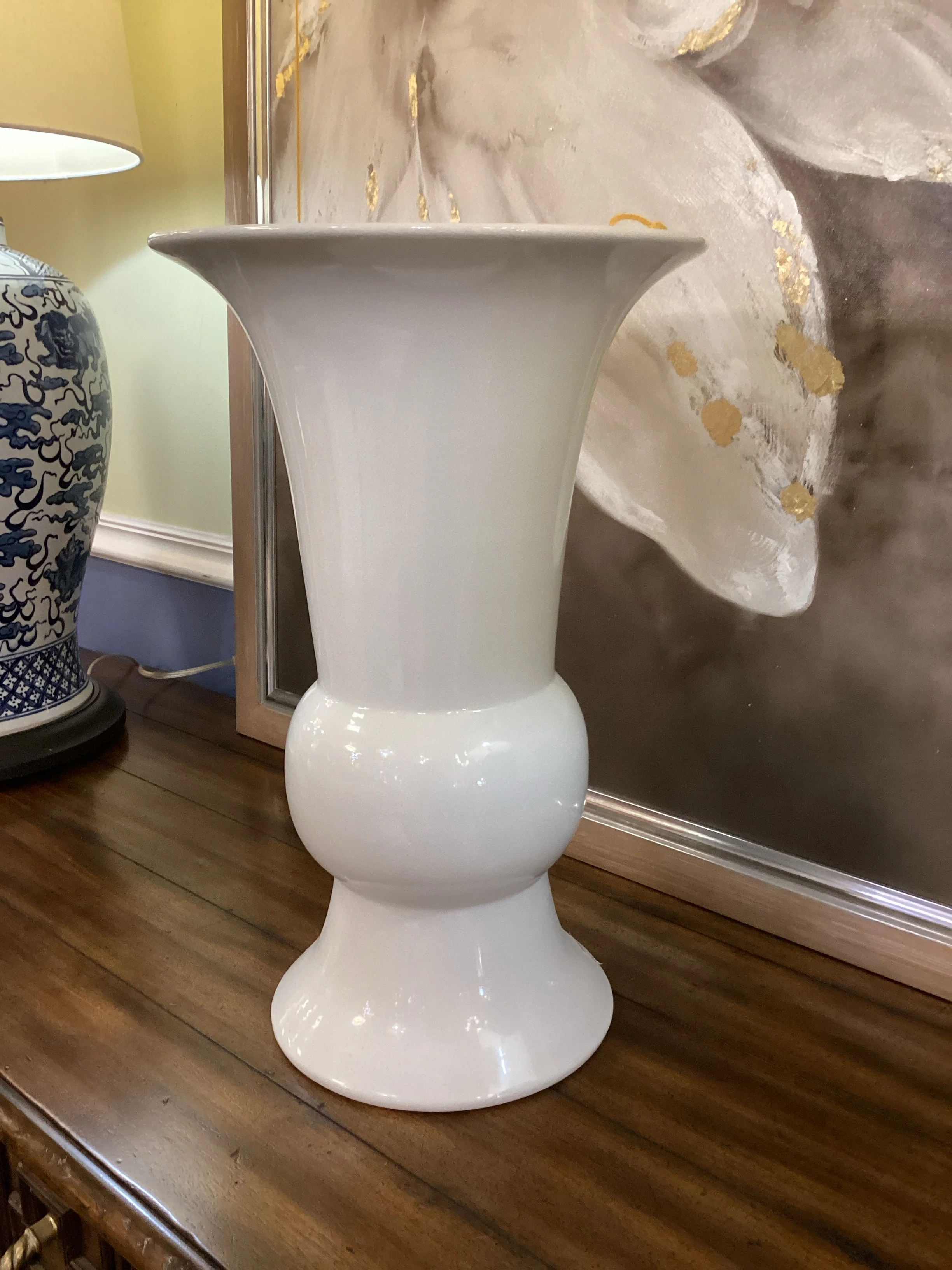 Tall White Global Views Decorative Vessel - Image 2
