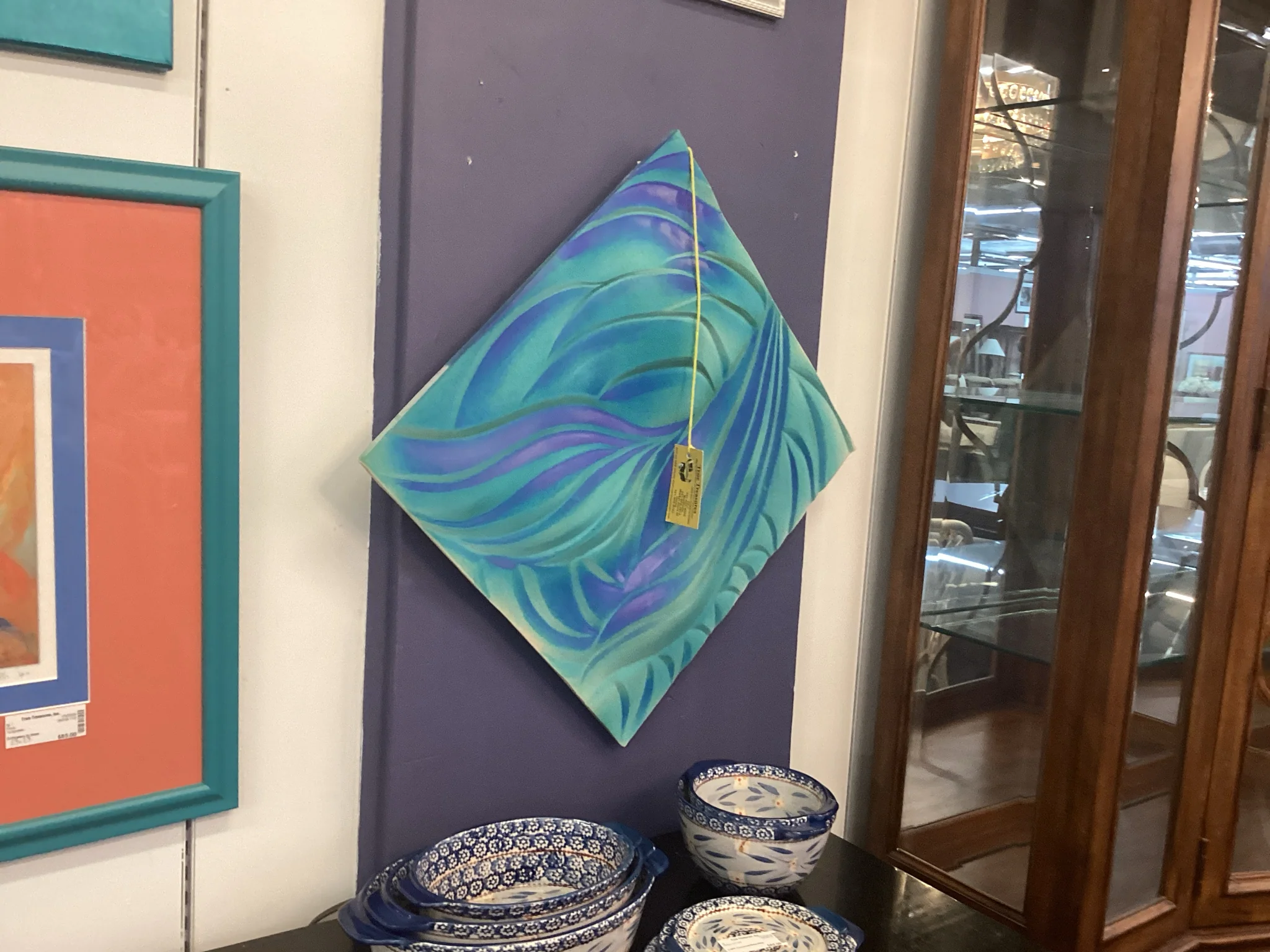 Turquoise And Purple Tile Wall Hanging - Image 2