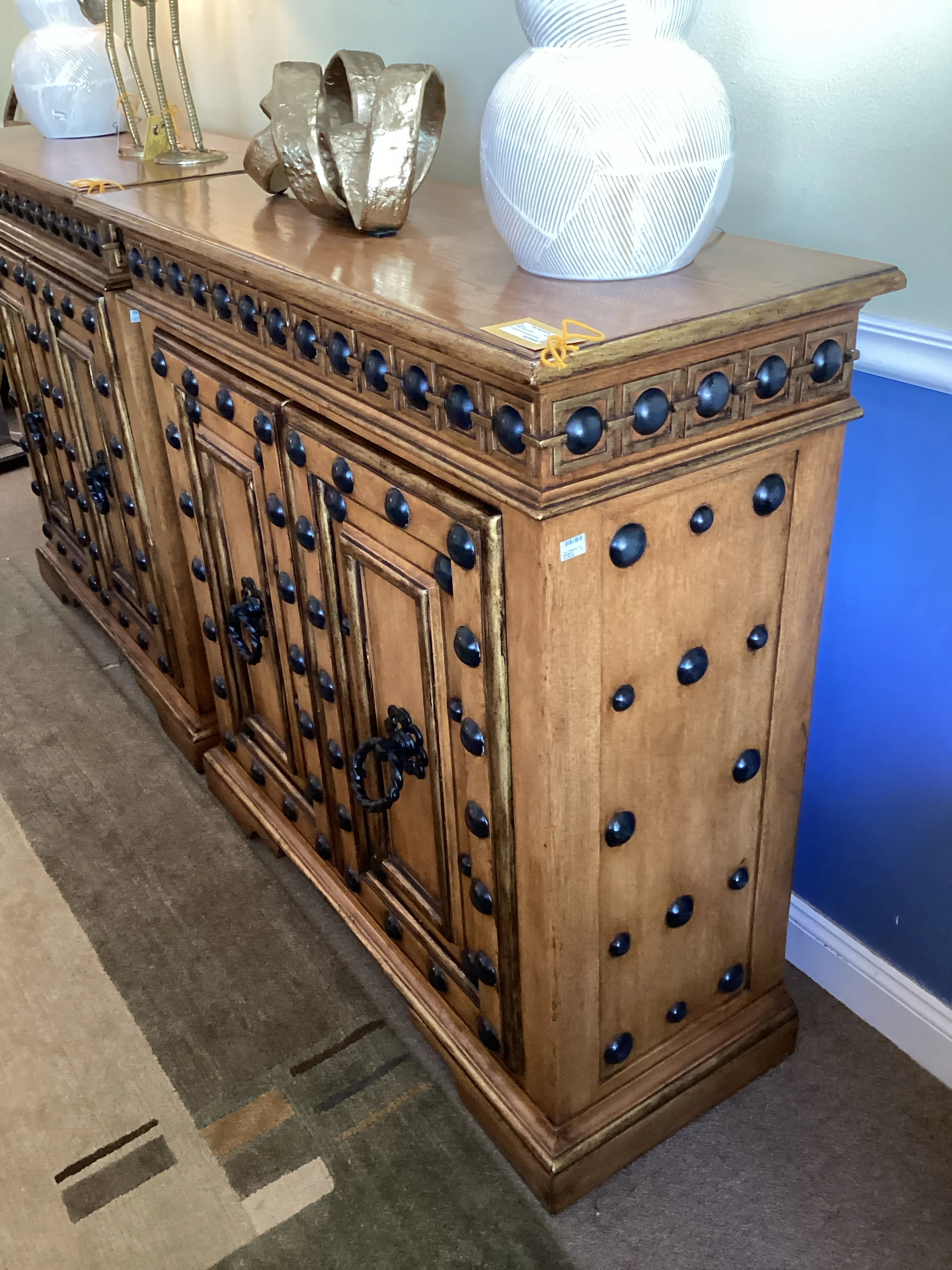 Two Door Carved Wood Cabinet - Image 2