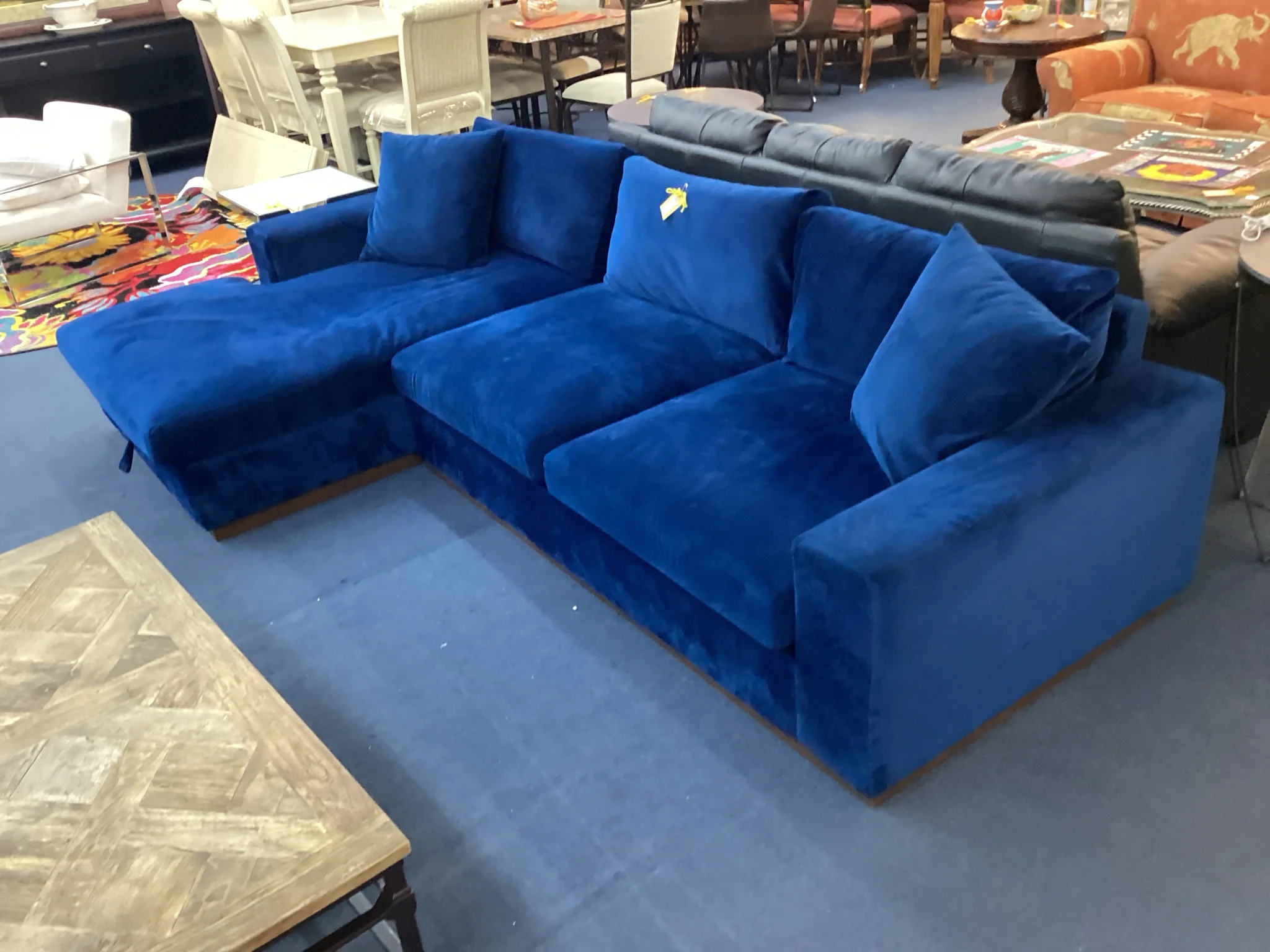 Two Piece Navy Blue Living Room Sectional With Storage - Image 2