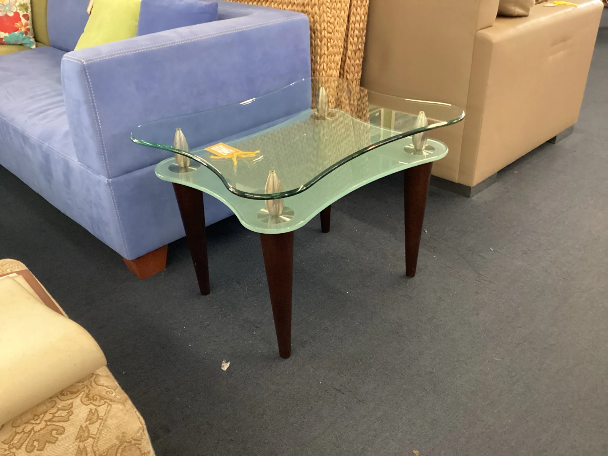 Two Tier Frosted And Clear Glass End Table - Image 2