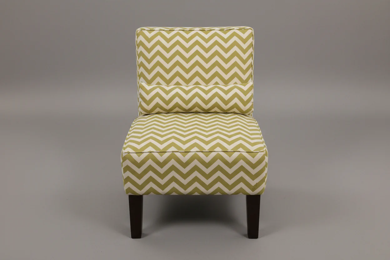 White And Green Zig Zag Design Living Room Chair