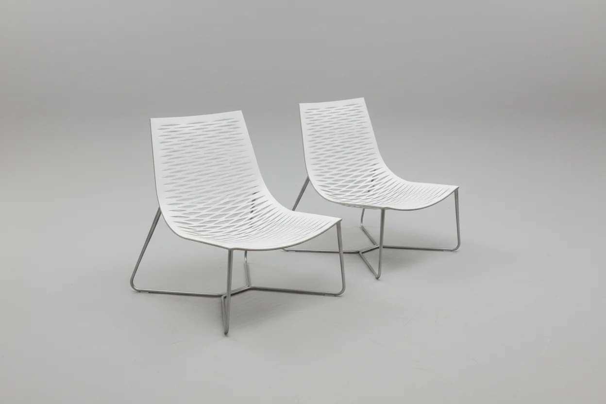 White Lattice Leather Living Room Chair - Image 2