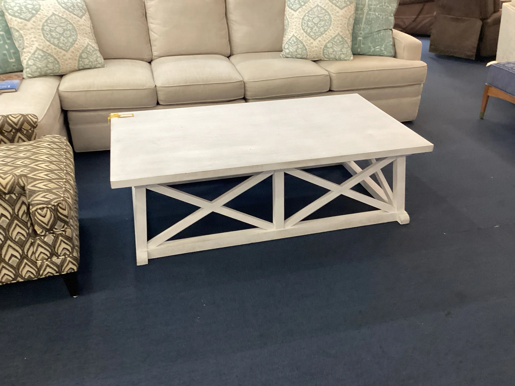 White Washed Wood Coffee Table - Image 2
