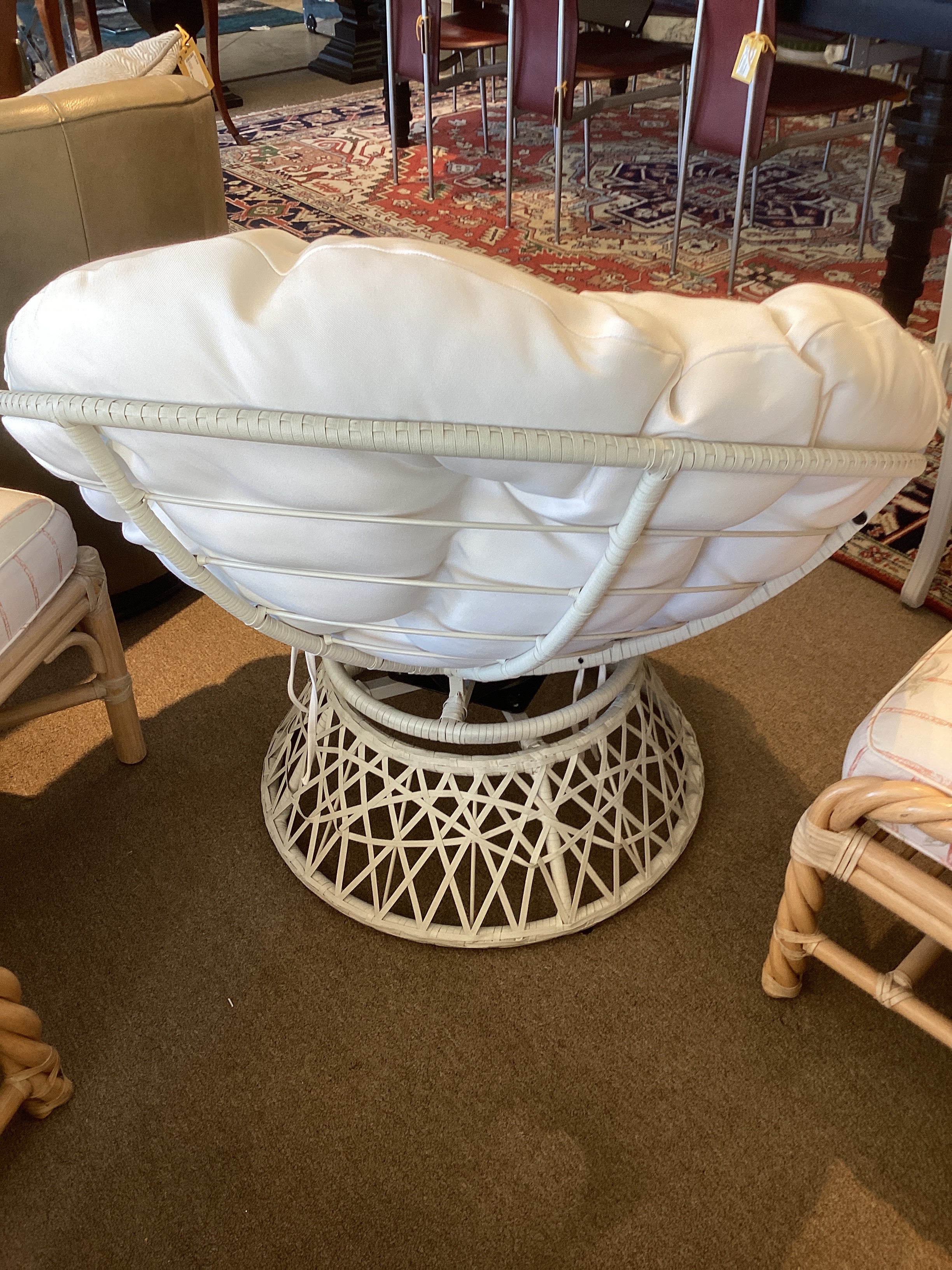 White Woven Chair Outdoor Fabric - Image 3