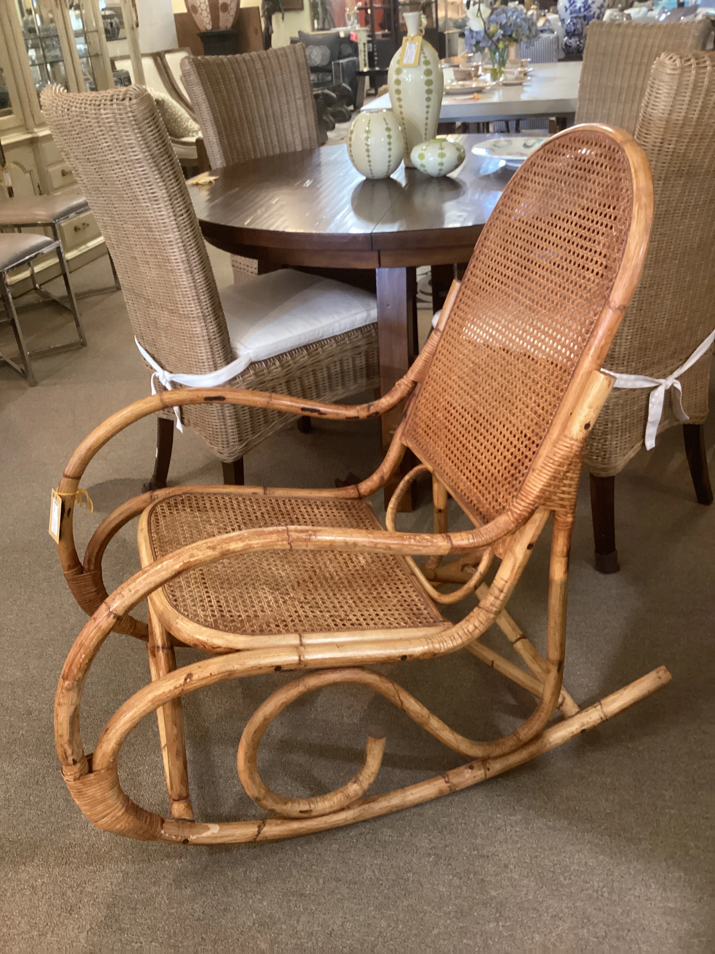 Wicker and Cane Rocking Chair - Image 2