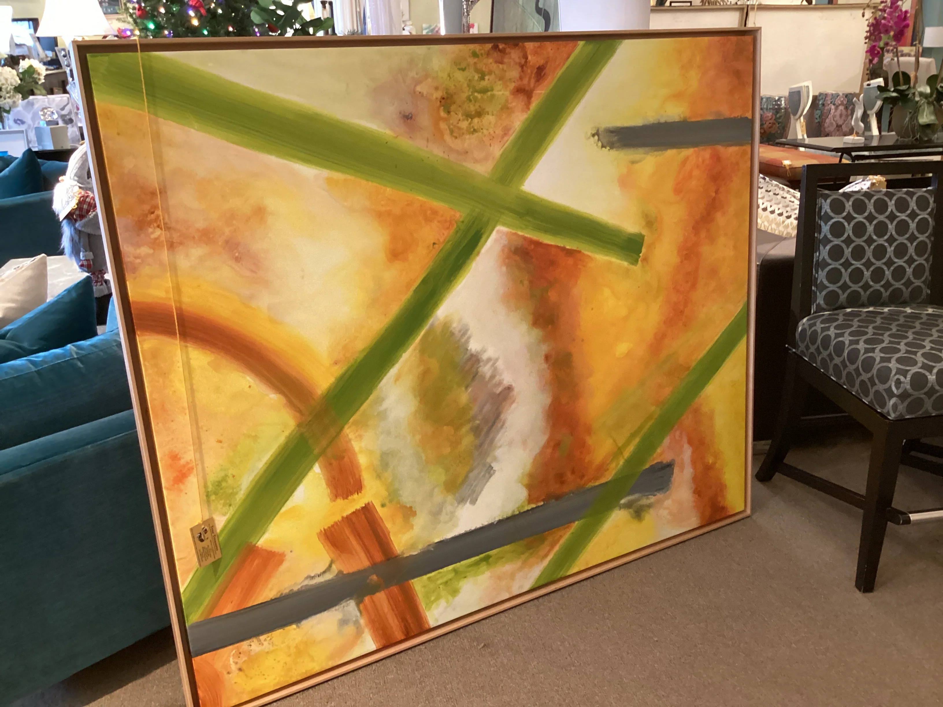 Yellow and Orange Painting On Canvas - Image 3
